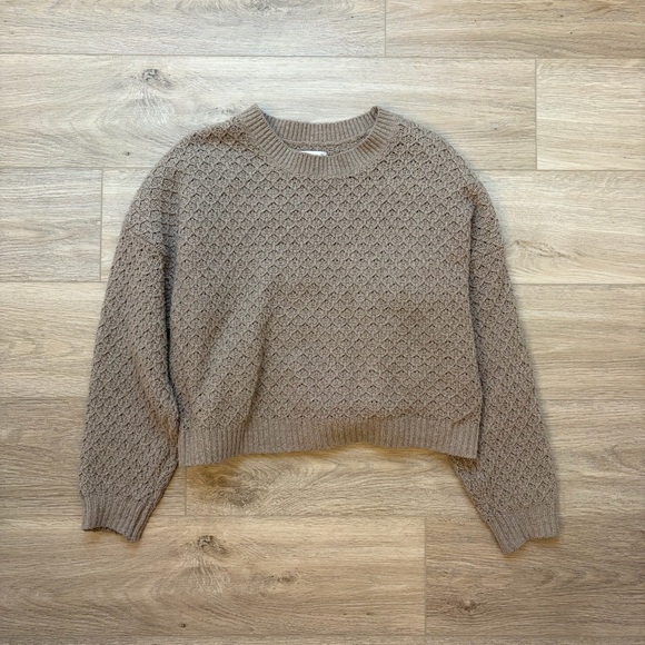 Hollister Neutral Taupe Textured Crewneck Sweater - Picture 2 of 3